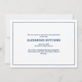 Class of 2026 Navy Blue Modern Bold Photo Grad Ankündigung (Rückseite)