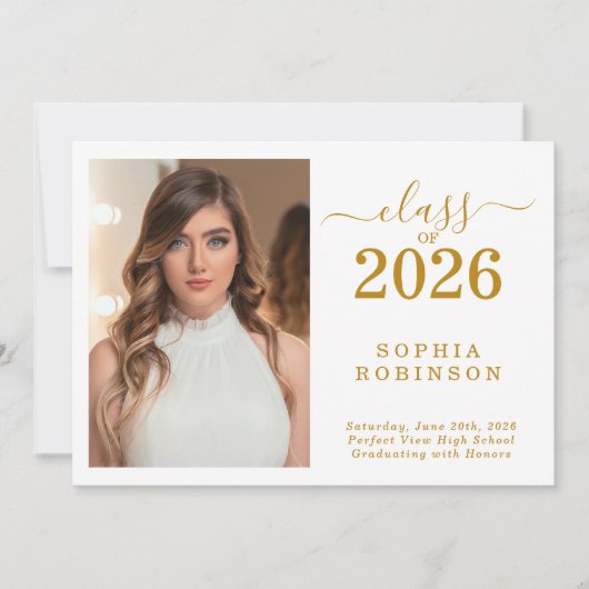 Class of 2026 Photo Simple Graduation Announcement Einladung (Vorderseite)