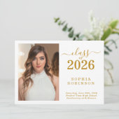 Class of 2026 Photo Simple Graduation Announcement Einladung (Stehend Vorderseite)