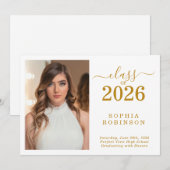 Class of 2026 Photo Simple Graduation Announcement Einladung (Vorne/Hinten)