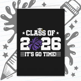 Class of 2026 Purple Cheer Graduation It’s Go Time Karte