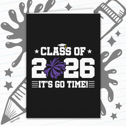 Class of 2026 Purple Cheer Graduation It’s Go Time Karte