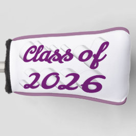 Class of 2026 purple script graduation  golf headcover