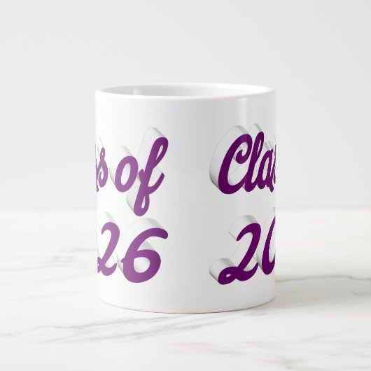 Class of 2026 purple script graduation Jumbo-Tasse (Vorderseite)