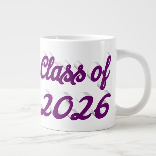 Class of 2026 purple script graduation Jumbo-Tasse (Rechts)