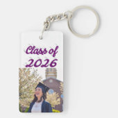 Class of 2026 purple script graduation photo  schlüsselanhänger (Rückseite)