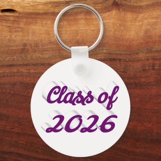 Class of 2026 purple script  graduation  schlüsselanhänger (Rückseite)