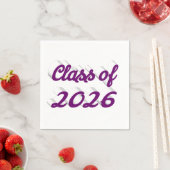 Class of 2026 purple script graduation serviette (Beispiel)