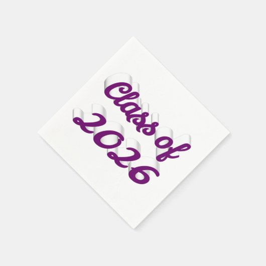 Class of 2026 purple script graduation serviette (Ecke)