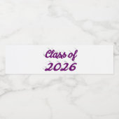 Class of 2026 purple script graduation  wasserflaschenetikett (Einzelnes Label)