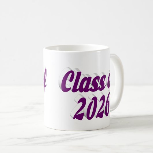 Class of 2026 purple text graduation kaffeetasse (VorderseiteRechts)