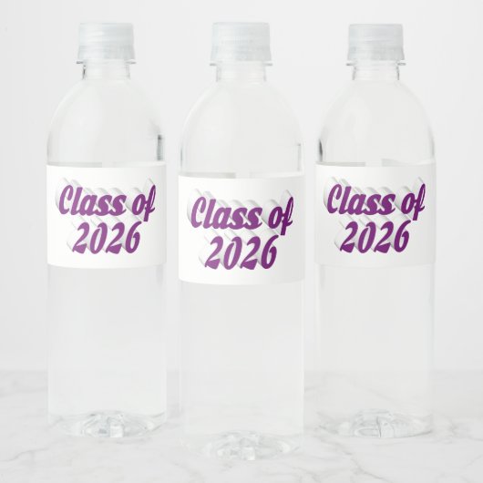 Class of 2026 purple text graduation  wasserflaschenetikett (Flaschen)