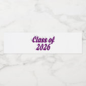 Class of 2026 purple text graduation  wasserflaschenetikett (Einzelnes Label)