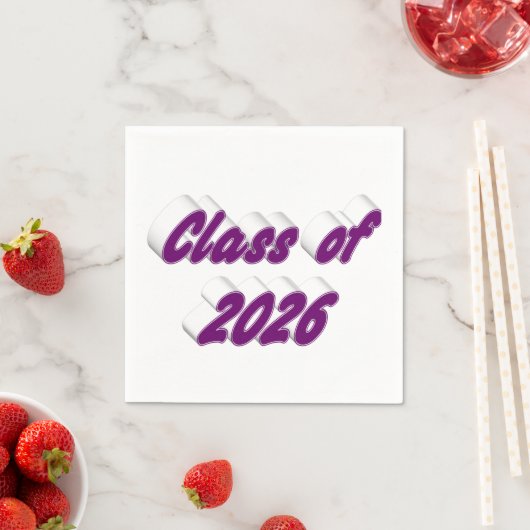 Class of 2026 purple typography  graduation serviette (Beispiel)