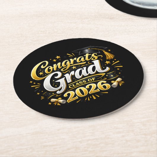 Class of 2026 runder pappuntersetzer (Angewinkelt)