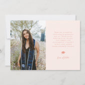 Class of 2026 Script Name Peach Grad Photo Ankündigung (Rückseite)