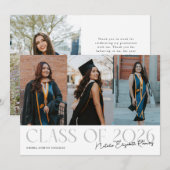 Class of 2026 Script Name White Grad Photo Ankündigung (Vorne/Hinten)
