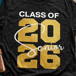 Class of 2026 Senior Graduation Gold Script Bold T-Shirt
