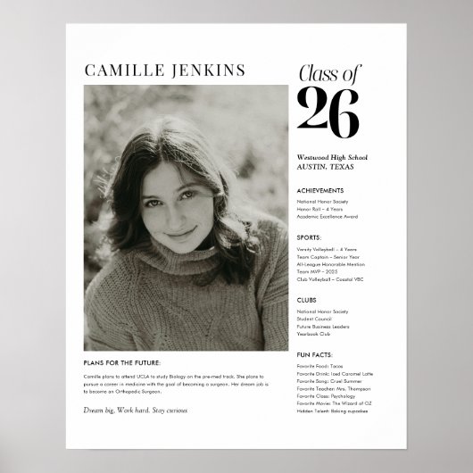 Class of 2026 Senior Photo Memory Poster (Vorne)