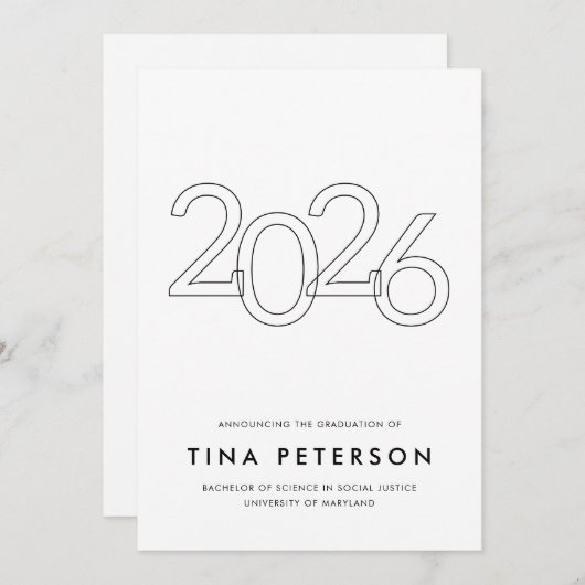 Class of 2026 Simple Graduation Announcement Einladung (Vorne/Hinten)