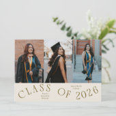 Class of 2026 Typography Grad Photo Cream Ankündigung (Stehend Vorderseite)