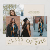 Class of 2026 Typography Grad Photo Cream Ankündigung (Vorne/Hinten)