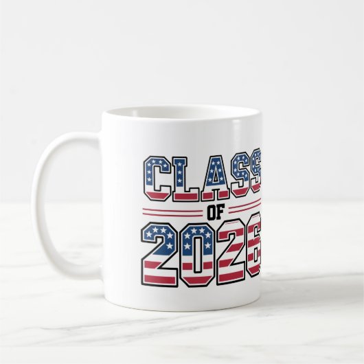 Class of 2026 USA Flag Graduation Kaffeetasse (Links)