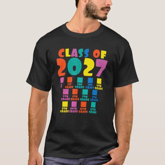 Class Of 2027 Grow With Me First Day Of School Che T-Shirt (Vorderseite)