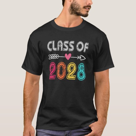 Class Of 2028 Grow With Me Pre K Kindergarten Grad T-Shirt (Vorderseite)