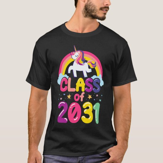 Class of 2031 Unicorn Graduation Girls T-Shirt (Vorderseite)