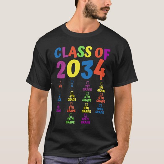 Class Of 2034 Grade Pre K Grow With Me Handprint P T-Shirt (Vorderseite)
