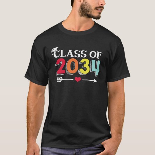 Class Of 2034 Grow With Me Kindergarten K 12 Arrow T-Shirt (Vorderseite)