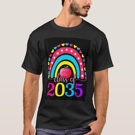 Class Of 2035 Grow With Me Graduation First Day Ra T-Shirt (Vorderseite)