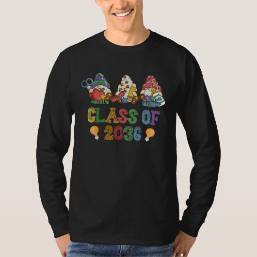 Class Of 2036 Gnome Graduation Kindergarten First  T-Shirt (Vorderseite)