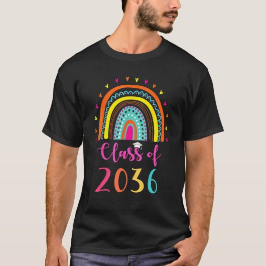 Class Of 2036 Kindergarten Graduate Graduation Rai T-Shirt (Vorderseite)