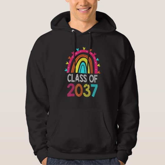 Class of 2037 Rainbow Graduation First Day of Scho Hoodie (Vorderseite)