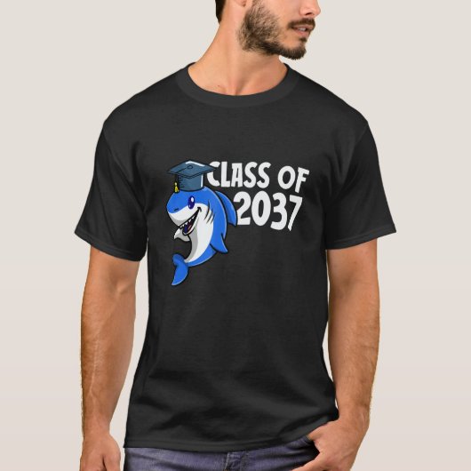 Class Of 2037 Shark Graduate Pre K Kindergarten Pr T-Shirt (Vorderseite)