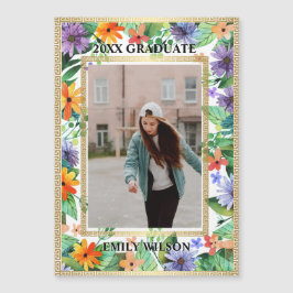 Class of 20XX Floral Photo Graduation Announcement Magnetkarte