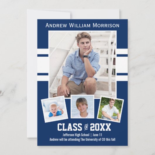 Class of 20XX Photo Collage Sport Graduation Party Einladung (Vorderseite)
