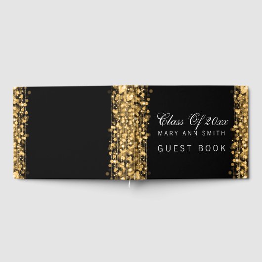 "Class of" Graduierungsparty Gold Lights & Glitzer Gästebuch (Voll)