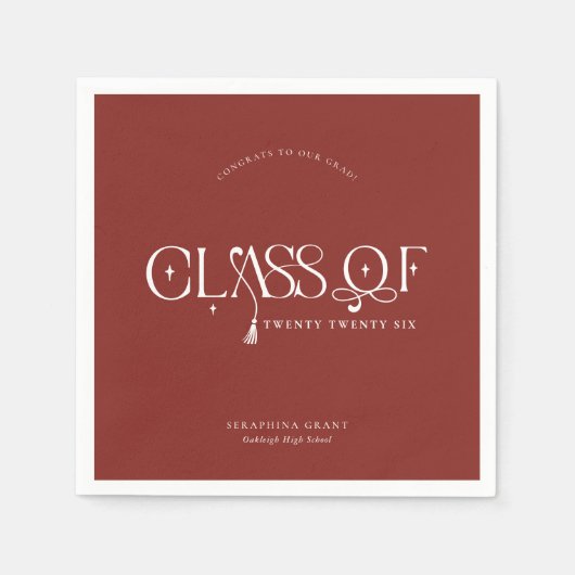 Class Of | Modern Personalized Graduation Party Serviette (Vorderseite)