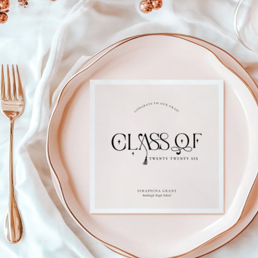 Class Of | Modern Personalized Graduation Party Serviette