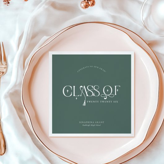 Class Of | Modern Personalized Graduation Party Serviette