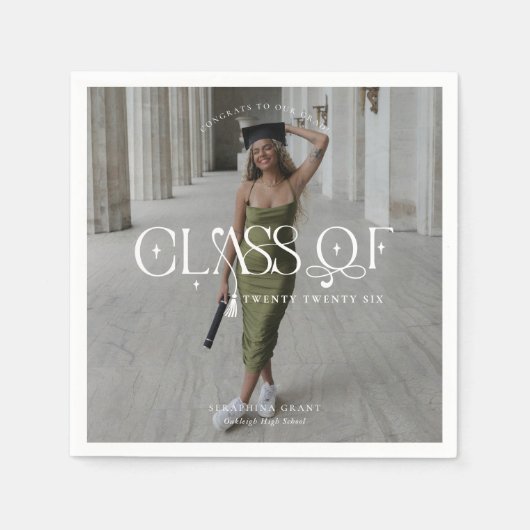 Class Of | Modern Personalized Graduation Photo Serviette (Vorderseite)