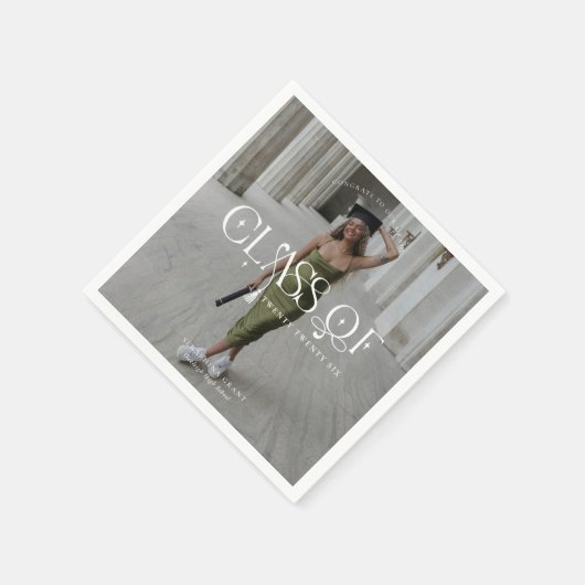 Class Of | Modern Personalized Graduation Photo Serviette (Ecke)