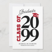 Class of Red Black Graduation Einladung (Vorderseite)