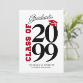 Class of Red Black Graduation Einladung (Stehend Vorderseite)
