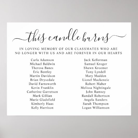 Class Reunion In Memory This Candle Burns Poster (Vorne)