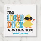 Class Valentines Lucky Duck Rubber Ducky Geschenkanhänger (Vorderseite)