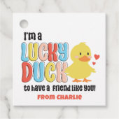 Class Valentines Lucky Duck Rubber Ducky Geschenkanhänger (Vorderseite)